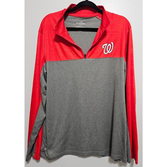 Women's Washington Nationals MLB Baseball Quarter Zip LS Red Gray Size Large - Picture 1 of 5